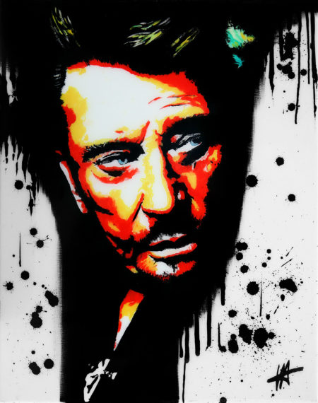 Johnny Halliday J'en parlerai au diable tableau à l'huile galerie venturini antibes