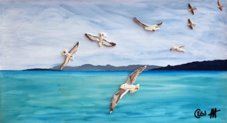 Juan les Pins tableau à 4 mains l'huile galerie venturini antibes