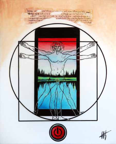 L'momme de la monophobie J'en parlerai au diable tableau à l'huile galerie venturini antibes