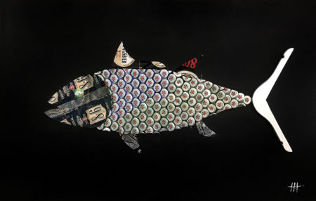 tableau recycle art poisson galerie venturini antibes