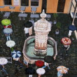 Boulevard d'Aguillon, fontaine, galerie venturini, JJV, parapluies