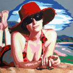 chapeau rouge, Femme, galerie venturini, JJV, lunettes de soleil, plage, Pop Art