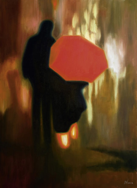 couple, galerie venturini, JJV, nuit, parapluie rouge