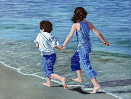 course, enfants, galerie venturini, Jeans, JJV, mer, plage