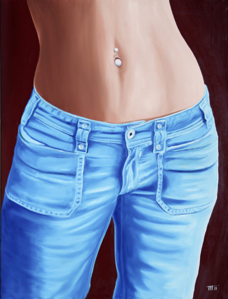 bleu, Femme, galerie venturini, Jeans, JJV, piercing, ventre