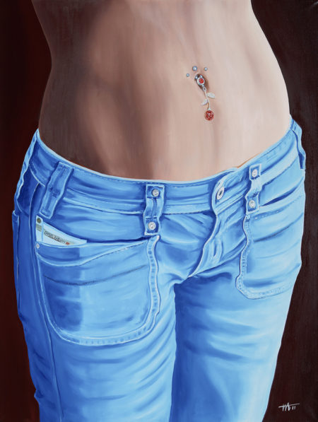 bleu, Femme, galerie venturini, Jeans, JJV, piercing, ventre