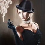 chapeau, cigare, Femme, fumée, galerie venturini, Jeans, JJV