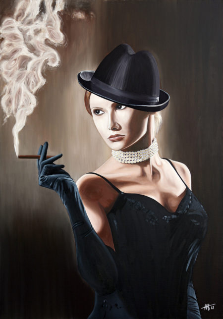 chapeau, cigare, Femme, fumée, galerie venturini, Jeans, JJV