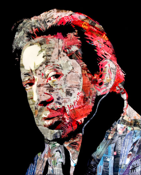 antibes, chanteur francophone, gainsbarre, gainsbourg, galerie venturini, Newspaper Art, peinture gainsbourg, people