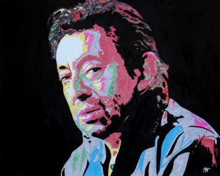 antibes, chanteur francophone, gainsbarre, gainsbourg, galerie venturini, Newspaper Art, peinture gainsbourg, people