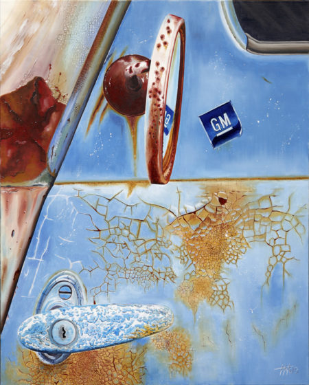 Tableau “GENERAL MOTORS” - huile sur toile de lin, créé par Jean-Jacques Venturini, artiste peintre à Antibes, French Riviera, galerie venturini, General motors, JJV, voitures