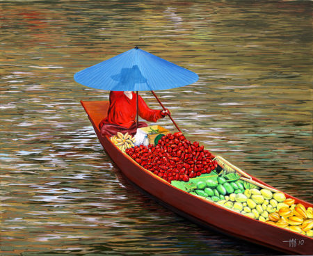 Bangkok, fruits, galerie venturini, JJV, légume, Marché Flottant, ombrelle
