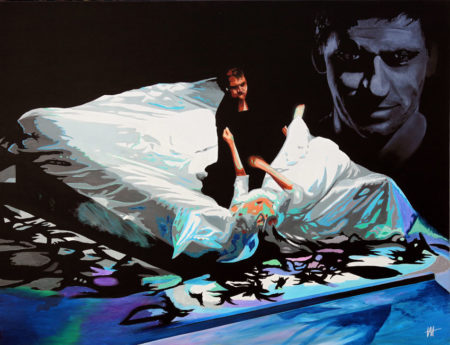 Tableau “La Mort de Desdémone” - huile sur toile de lin, créé par Jean-Jacques Venturini, artiste peintre à Antibes, French Riviera, opéra, otello