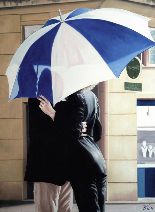 couple, Femme, galerie venturini, JJV, parapluie, rue, vitrine