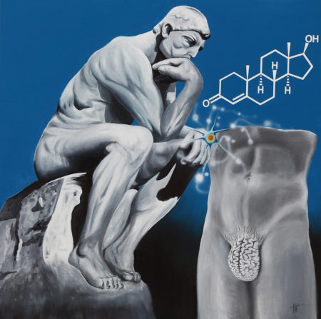 cannotier, cerveau, Femme, galerie venturini, JJV, maillot de bain, penseur, Résine, rodin, serviette de plage, Testosteron