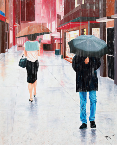 couple, galerie venturini, JJV, lune, Manhattan, parapluies, pluie, rupture