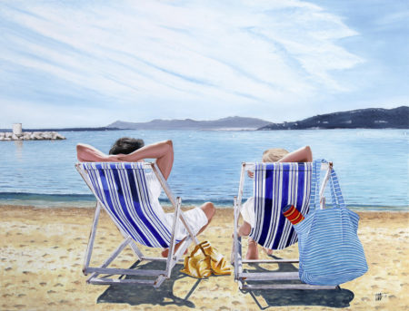 antibes, chaises longues, couple, crouton, galerie venturini, iles de lerins, JJV, Juan les pins, mer, palm beach cannes, puce, sable, soleil