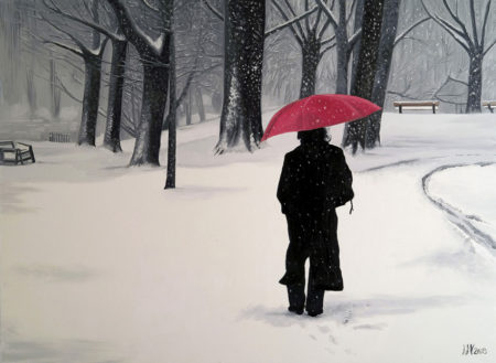 antibes, forêt, galerie venturini, hiver, JJV, Juan les pins, manteau, parapluie rouge, promenade