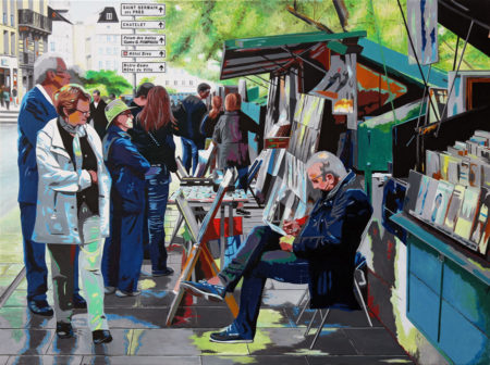 antibes, bouquinistes, galerie venturini, JJV, Juan les pins, panneaux directionnels, paris, passants, Pop Art, quais de seine, trottoir