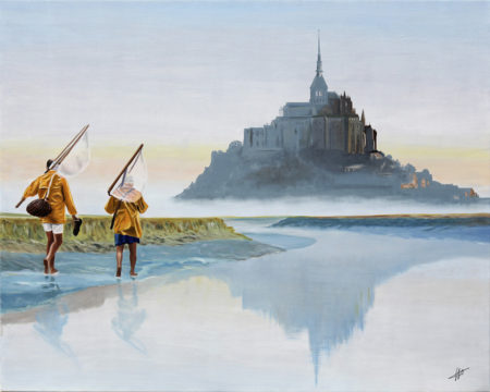 antibes, cirés jaunes, estran, galerie venturini, JJV, Juan les pins, mer, mont saint michel, pêche à pied