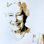 Acrylique sur PVC et Feuille d'or, représentant la Reine Elizabeth II - Créée par Jean-Jacques Venturini à Antibes