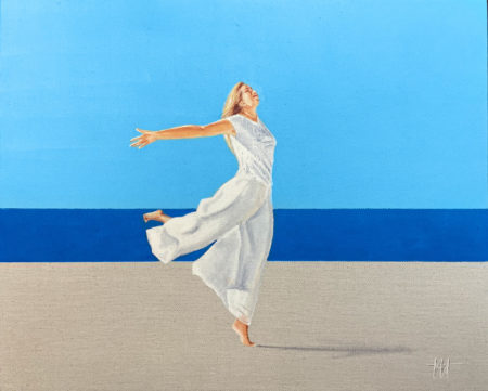 Tableau Femme qui danse - Sous le Soleil Exactement - huile sur toile de lin, créé par Jean-Jacques Venturini, artiste peintre à Antibes