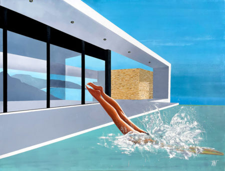 Le Plongeon /2 - Tableau Moderne - œuvre d'art contemporaine - huile sur toile de lin, créé par Jean-Jacques Venturini, artiste peintre à Antibes, French Riviera