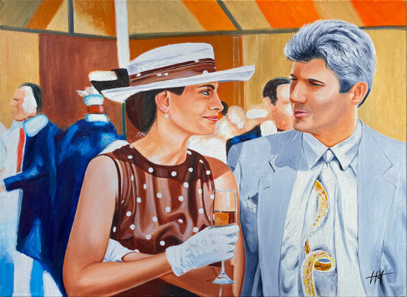 Pretty Woman, Huile sur toile inspirée par le film créé par Jean-Jacques Venturini, artiste peintre à Antibes, Aimargues, French Riviera