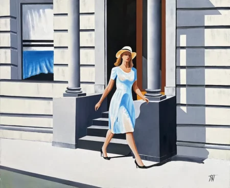 summertime in motion, l’artiste revisite Summertime de Edward Hopper, Tableau contemporain de Jean-Jacques Venturini à Antibes et Aimargues